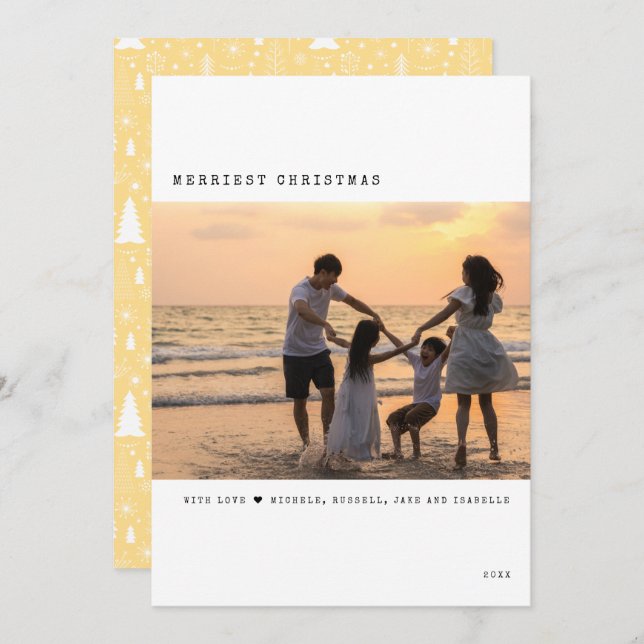 Cartão De Festividades Foto de Natal Moderno e Merriest (Frente/Verso)