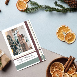 Cartão De Festividades Foto de Natal Moderno Minimalista de Férias Felize