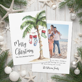 Cartão De Festividades Foto de Natal na Praia Tropical