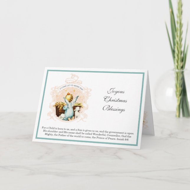 Cartão De Festividades Foto de Natal Natividade Jesus Cristo Anjos antigo (Frente)