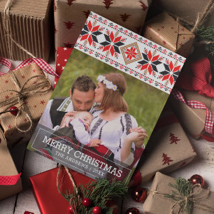 Cartão De Festividades Foto de Natal Nórdico de Arte Popular Tradicional