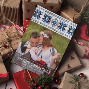 Cartão De Festividades Foto de Natal Nórdico de Arte Popular Tradicional