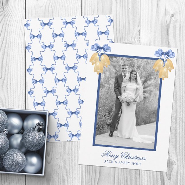 Cartão De Festividades Foto de Natal ou Sinos de Casamento em Água (Criador carregado)