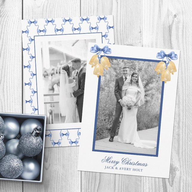 Cartão De Festividades Foto de Natal ou Sinos de Casamento em Água (Criador carregado)