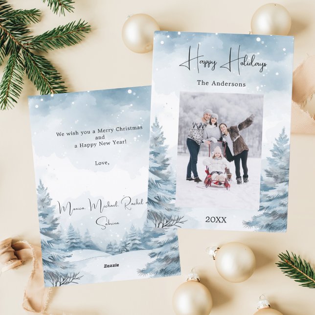 Cartão De Festividades Foto de Natal Paisagem de inverno (Criador carregado)