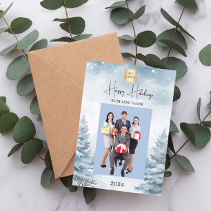 Cartão De Festividades Foto de Natal - Paisagem de inverno - QR