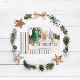 Cartão De Festividades Foto de Natal para uma tipografia colorida moderna