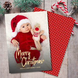 Cartão De Festividades Foto de Natal Personalizada com Letra