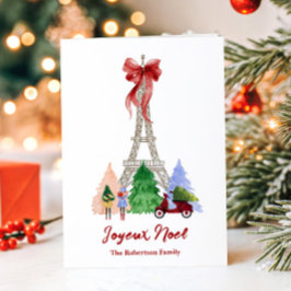 Cartão De Festividades Foto de Natal Personalizada da Torre Eiffel de Par