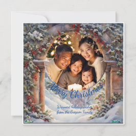 Cartão De Festividades Foto de Natal Personalizada de Holly Arch Encantad