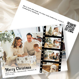 Cartão De Festividades Foto de Natal Personalizada Faixa de Filme QR