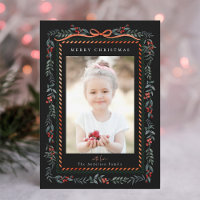 Foto de Natal Preto da Moldura de Winterberry Verm