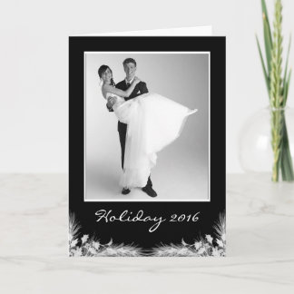 Cartão De Festividades Foto de Natal preto no Natal branco Elegante