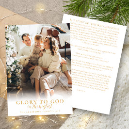 Cartão De Festividades Foto de Natal Religioso do Script Dourado Moderno