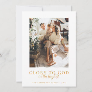 Cartão De Festividades Foto de Natal Religioso Minimalista Dourado Modern