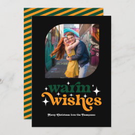 Cartão De Festividades Foto de Natal Retroativa Evergreen & Bright