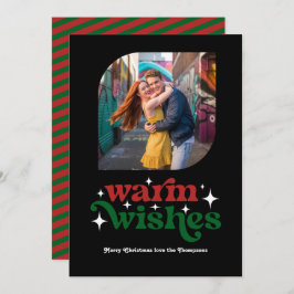 Cartão De Festividades Foto de Natal Retrospectiva do Crimson Red & Fores