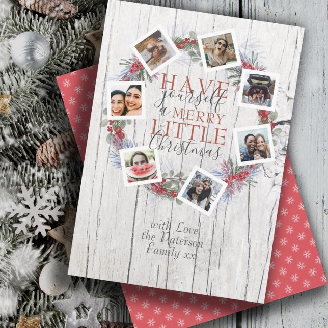 Cartão De Festividades Foto de Natal Rustic Felry e Fúria Botânica (Criador carregado)