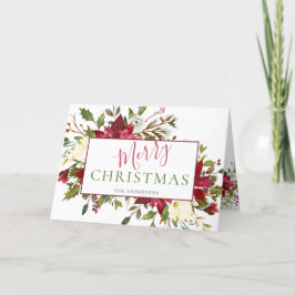 Cartão De Festividades Foto de Natal Rustic Floral Elegant Script