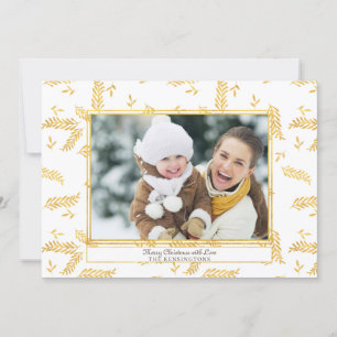 Cartão De Festividades Foto de Natal Rustic Gold Foil Branch