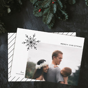 Cartão De Festividades Foto de Natal Simple Snowflake Japandi