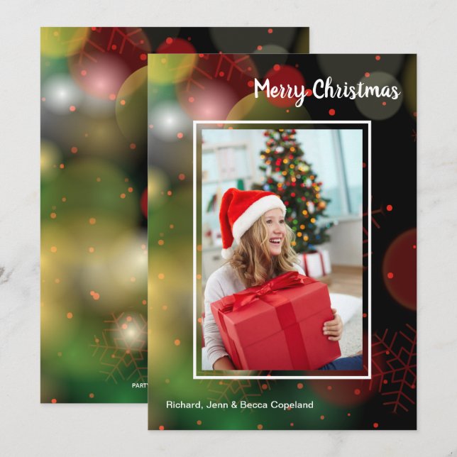 Cartão De Festividades Foto de Natal Snowflakes (Frente/Verso)