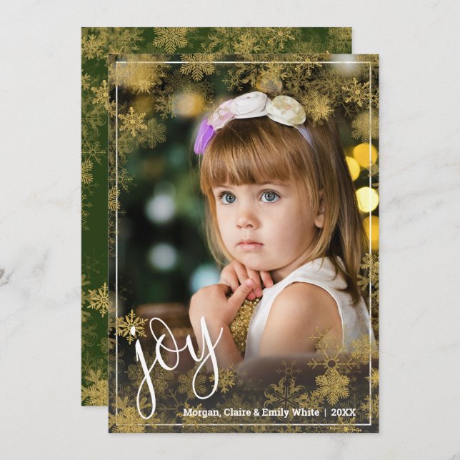 Cartão De Festividades Foto de Natal Snowflakes (Frente/Verso)