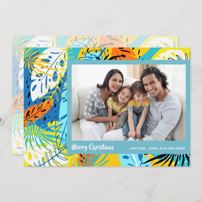 Cartão De Festividades Foto de Natal tropical (Frente/Verso)