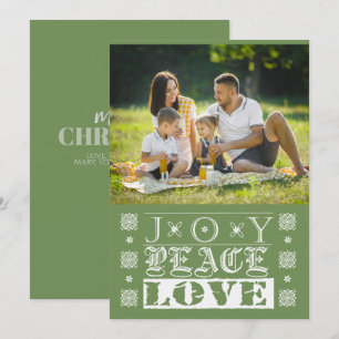 Cartão De Festividades Foto de Natal Verde Alegria Paz Amor Férias