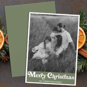 Cartão De Festividades Foto de Natal Verde da Tipografia Retrográfica Tre