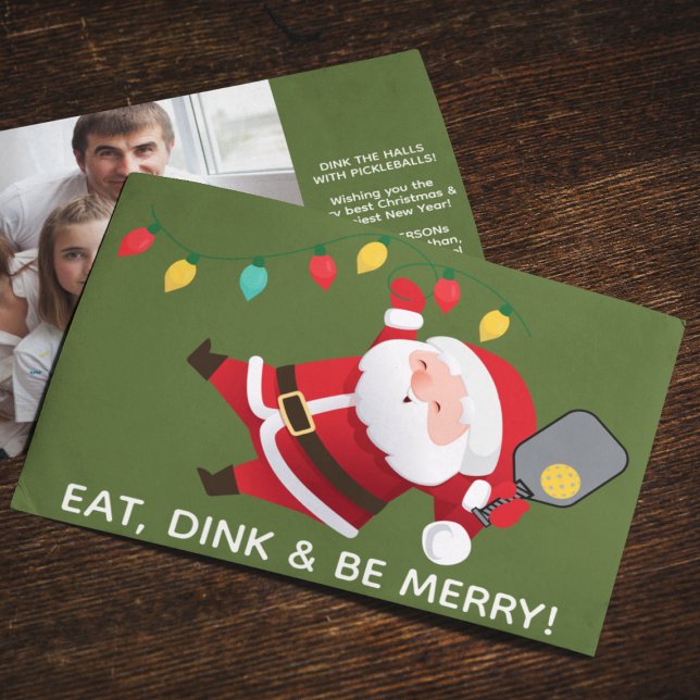 Cartão De Festividades Foto de Natal Verde para Papais noeis de Picklebal (Criador carregado)