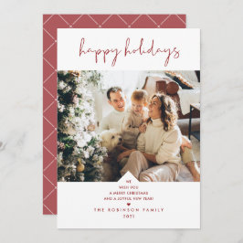 Cartão De Festividades Foto de Natal Vermelho de Cereja, Típica Diversão