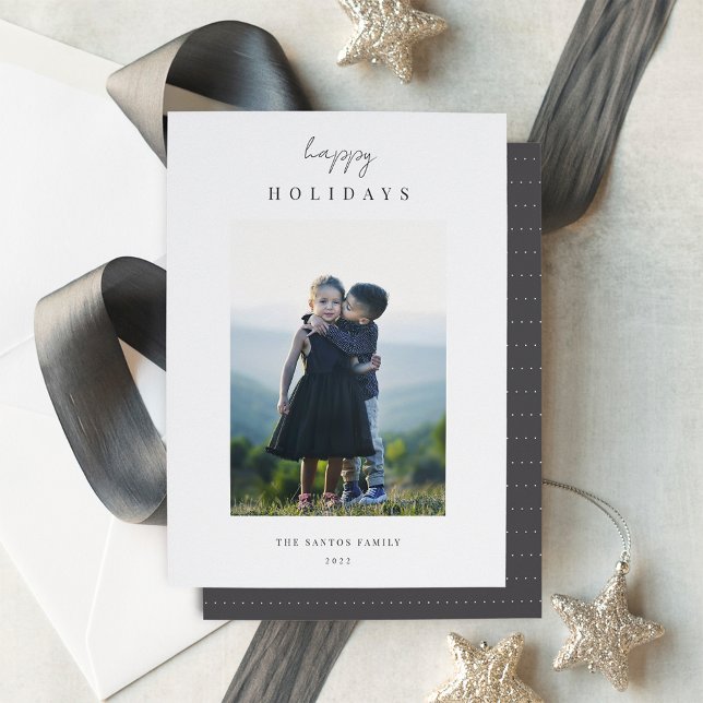 Cartão De Festividades Foto de Natal Vertical Minimalista Moderna (Criador carregado)