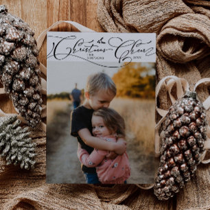 Cartão De Festividades Foto de Natal White Script de Natal de Natal Cheer