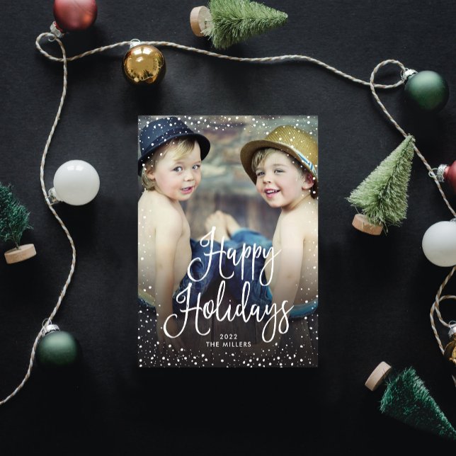 Cartão De Festividades Foto de neve nas festas felizes (Criador carregado)