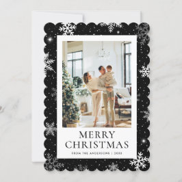 Cartão De Festividades Foto de Neve Negra Feliz Natal