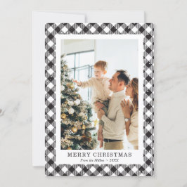 Cartão De Festividades Foto de neve Xadrez branca e negra Feliz Natal