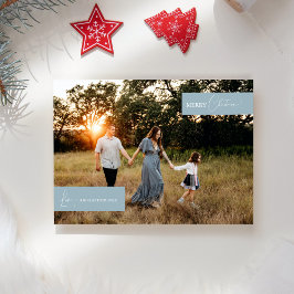 Cartão De Festividades Foto de Notícias da Família Minimalista Boho Retro