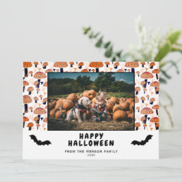 Cartão De Festividades Foto de Outono de Cogumelo Laranja de Halloween co