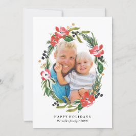 Cartão De Festividades Foto de Oval Floral Chic Watercolor| Natal