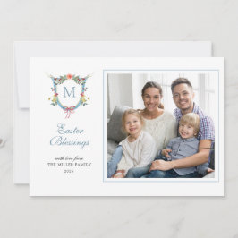 Cartão De Festividades Foto de Páscoa Elegante Monogrammed