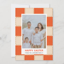 Cartão De Festividades Foto de Páscoa Feliz com Padrão de Coral e Creme E
