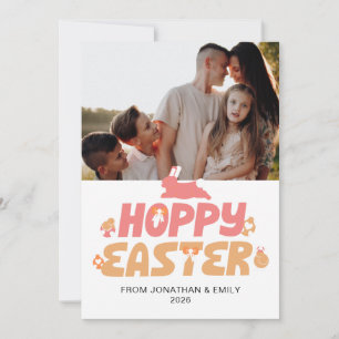 Cartão De Festividades Foto de Páscoa Feliz com Padrão Moderno Simples El