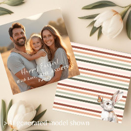 Cartão De Festividades Foto de Páscoa Minimalista Boho Bunny
