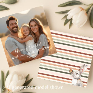 Cartão De Festividades Foto de Páscoa Minimalista Boho Bunny