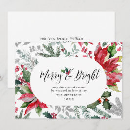 Cartão De Festividades Foto de Poinsettia Festiva com Azevinho de Natal