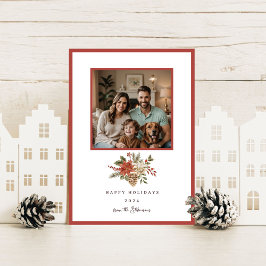 Cartão De Festividades Foto de Poinsettia sobre Feriados Felizes Elegante