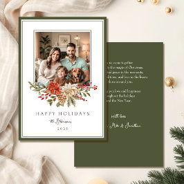 Cartão De Festividades Foto de Poinsettia sobre Feriados Felizes Elegante