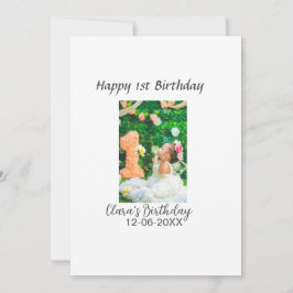 Cartão De Festividades Foto de primeiro aniversario feliz simples e elega