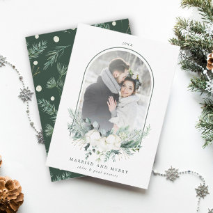 Cartão De Festividades Foto de Quadro Arranhado de Flor de Algodão Casada